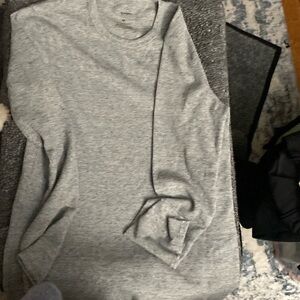 Mens Henley gray long sleeve shirt.